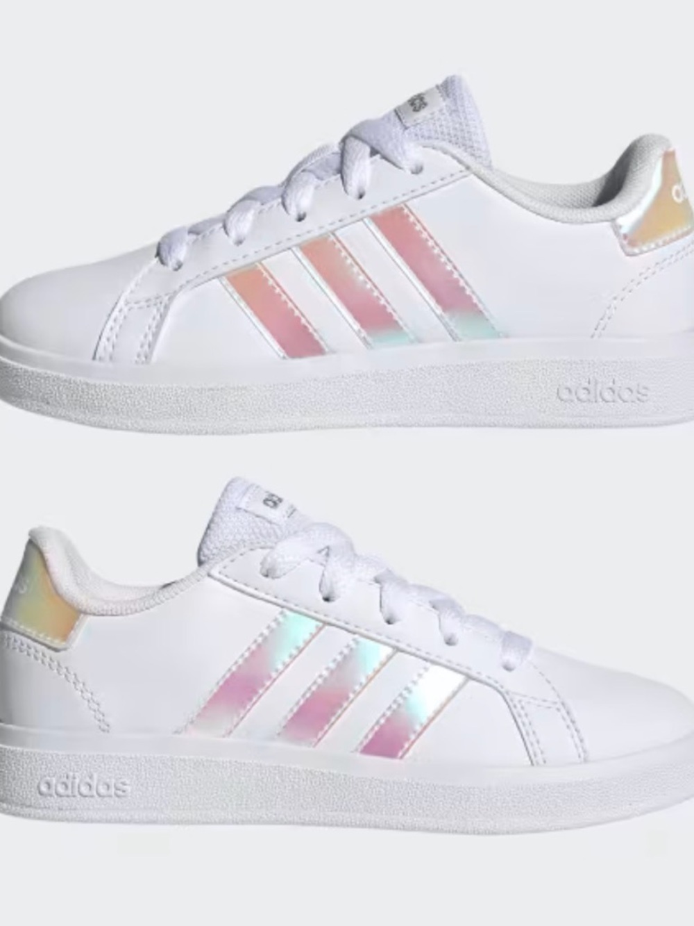 Adidas Grand Court 2.0 White Pink Iridescent GY2326 Childrens Size 6 New In Box